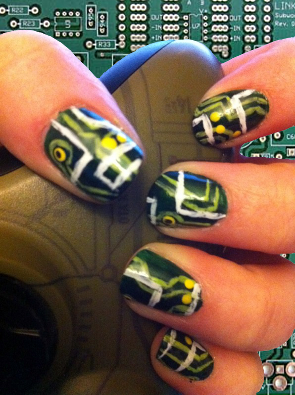 Circuit Board Nail Art