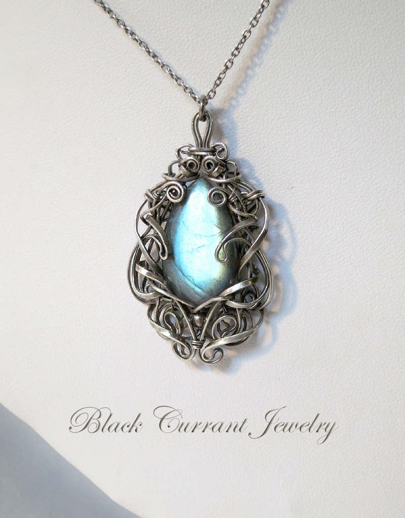 Labradorite and Sterling Silver Long Drop