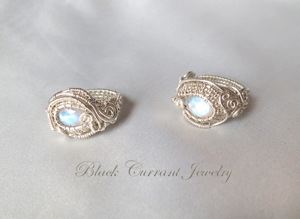 Rainbow Moonstone and Sterling Silver Rings