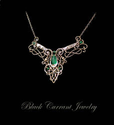 Celtic Necklace - Green Onyx and Sterling Silver