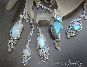 Rainbow Moonstone and Labradorite Pendants