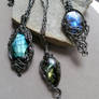 Three Large Labradorite Pendants