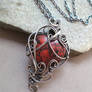 Red Jasper with Dark Sterling Silver Heart Pendant