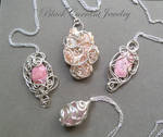 Rhodochrosite, Pink Opal, Rose Quartz Pendants