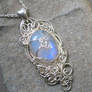 Oval Blue Fire Moonstone and Sterling Silver