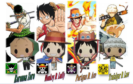 Zoro, Luffy, Ace, Law - One Piece Hunks