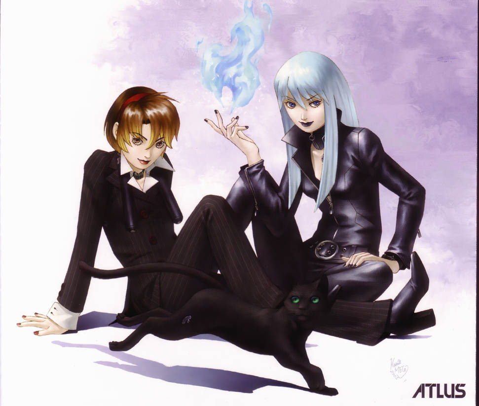 Rei and Nemissa Devil Summoner Art (AI Enhanced) by marblegallery7 on