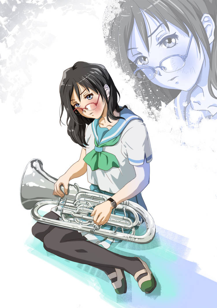 Portrait of Asuka from Sound Euphonium showcasing her iconic school uniform and expression