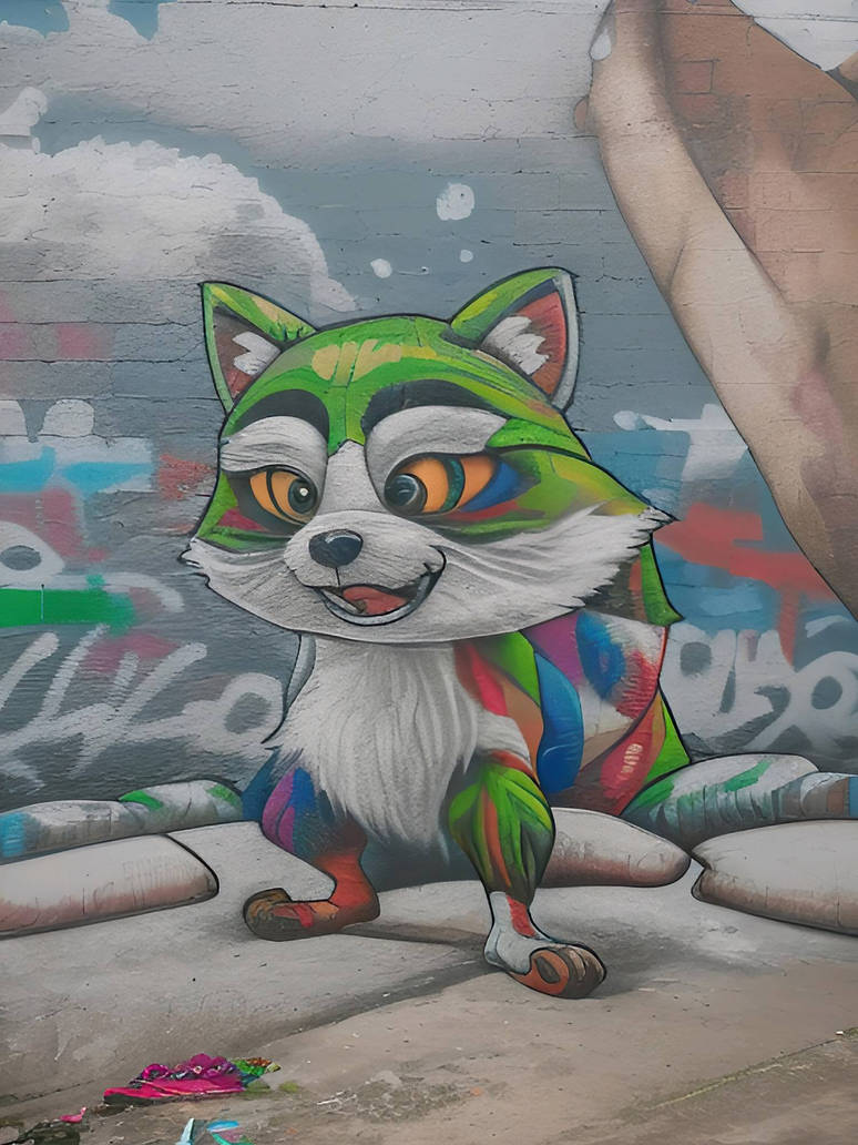 Graffiti Racoons Funny Raccoon graffiti by aiartgenerate on DeviantArt