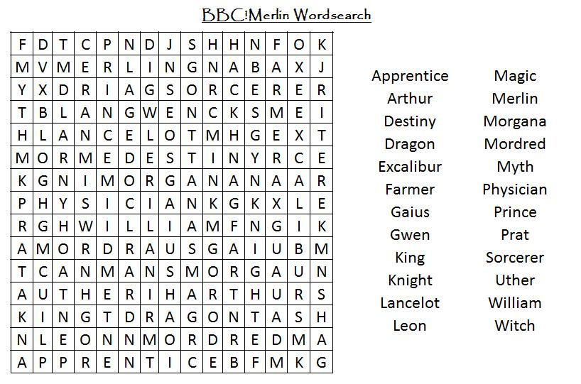 Word Finder Mer BBCMerlin Wordsearch by Pratatooie on DeviantArt