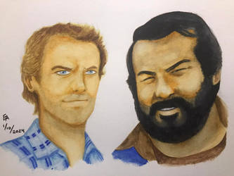 Terence Hill and Bud Spencer watercolor portrait