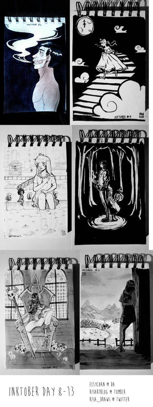 Inktober days 8 to 13