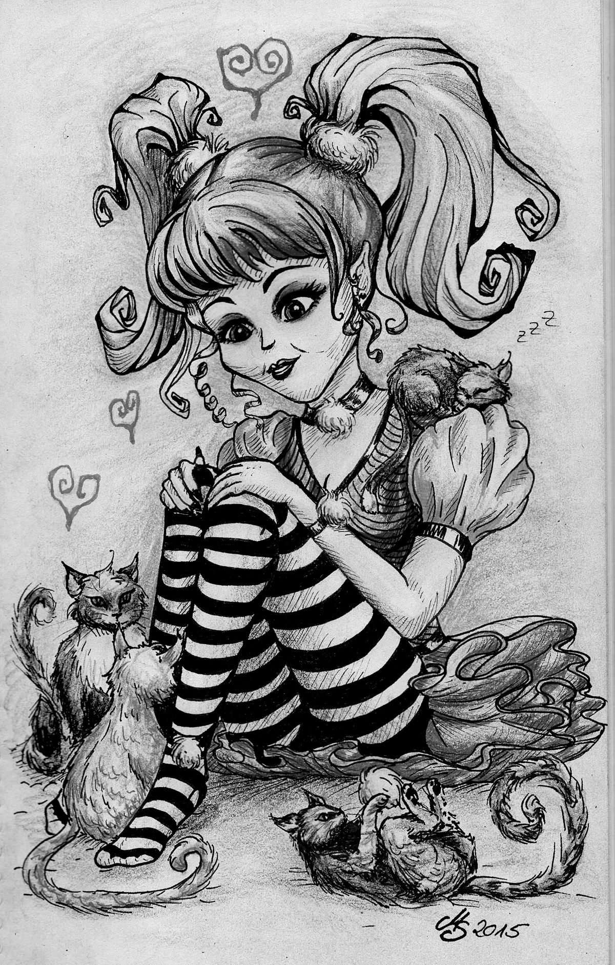 Kitty Girl (monochrome)