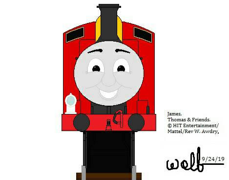 James the Red Engine (Front) by Okamitaro on DeviantArt