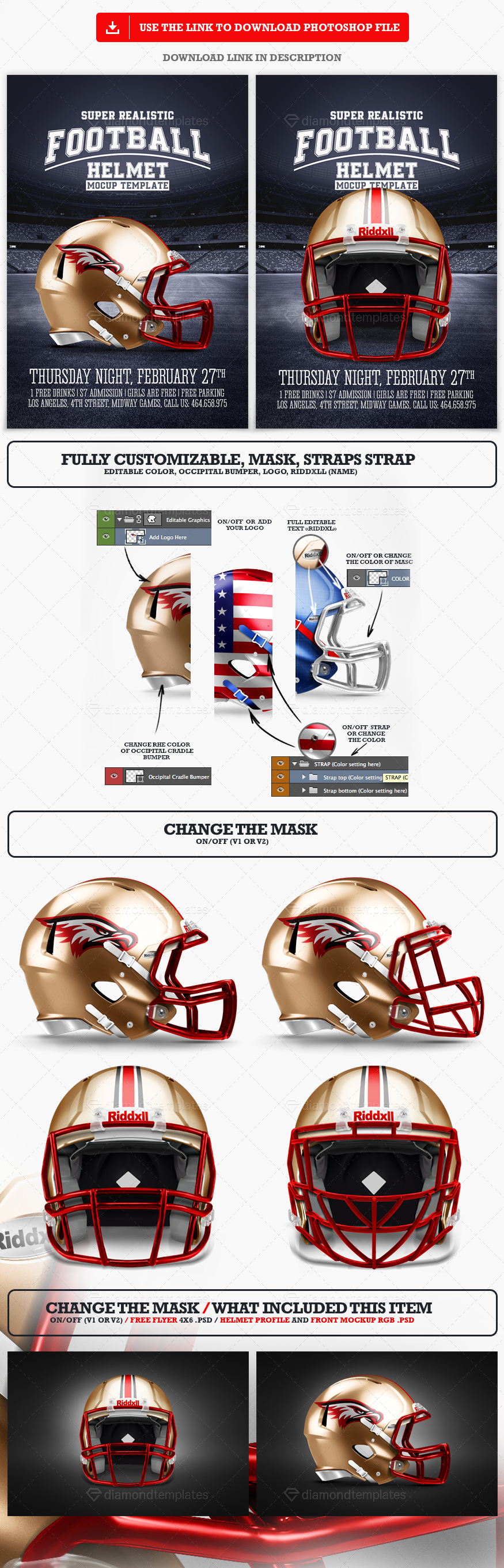 Download Realistic Football Helmet Mockup Full Customizable By Diamondtemplates On Deviantart