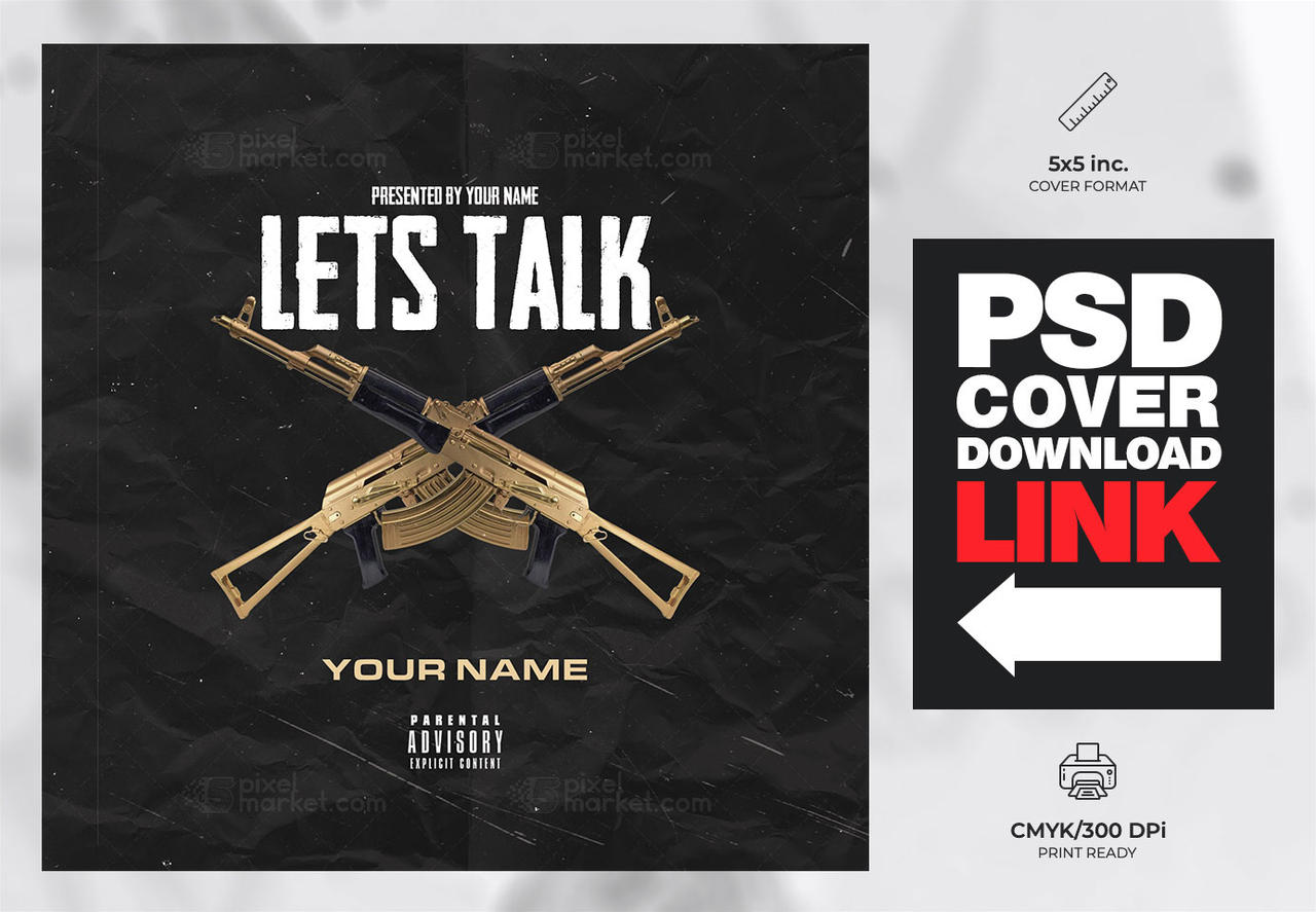 Lets Talk Trap CD Mixtape Rap Album Cover Template by DiamondTemplates