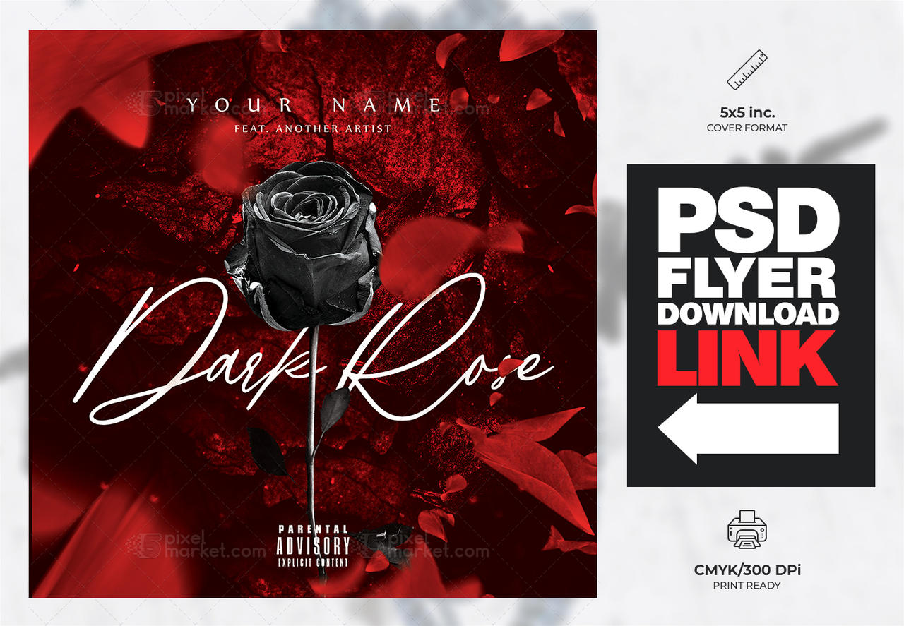 Dark Rose CD Mixtape Rap Album Cover Template by DiamondTemplates on ...
