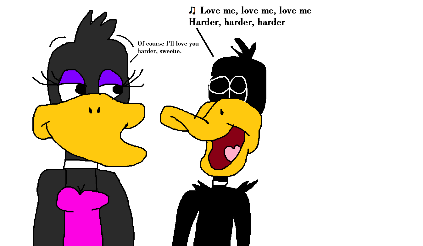 Daffy Duck Singing Love Me Harder to Daffinia Duck by