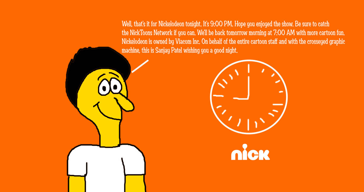Nick Sign Off Deviantart Sanjay Patel Signing Off Nickelodeon for the Night by ...