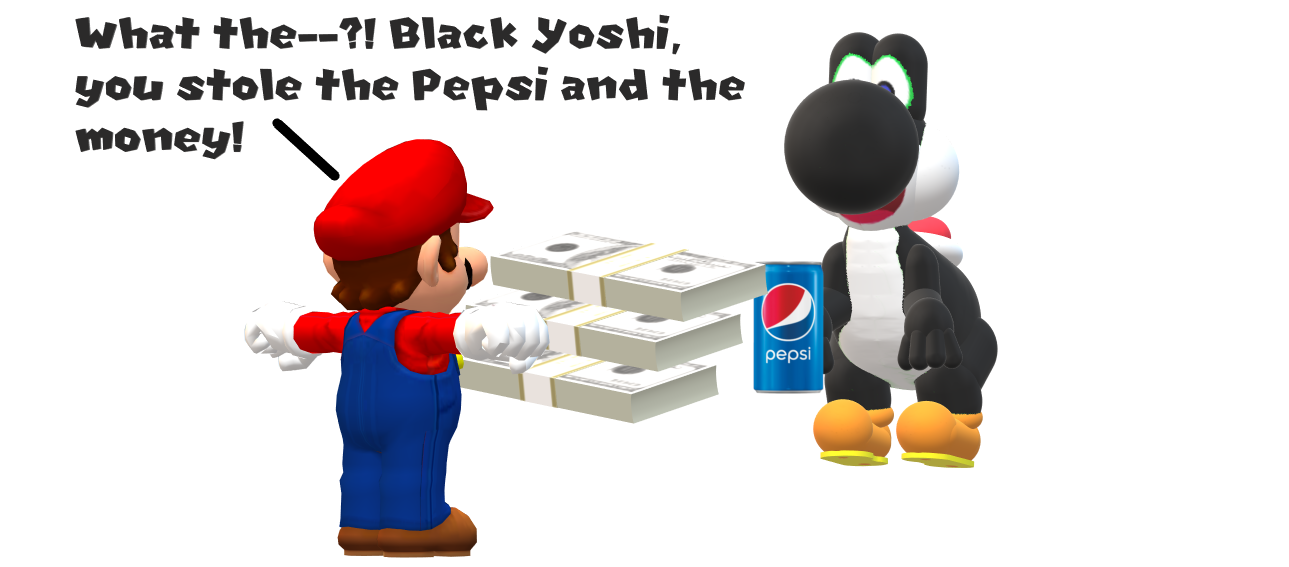 Yoshi Using Money Black Yoshi Stole the Money and the Pepsi by MJEGameandComicFan89 on ...