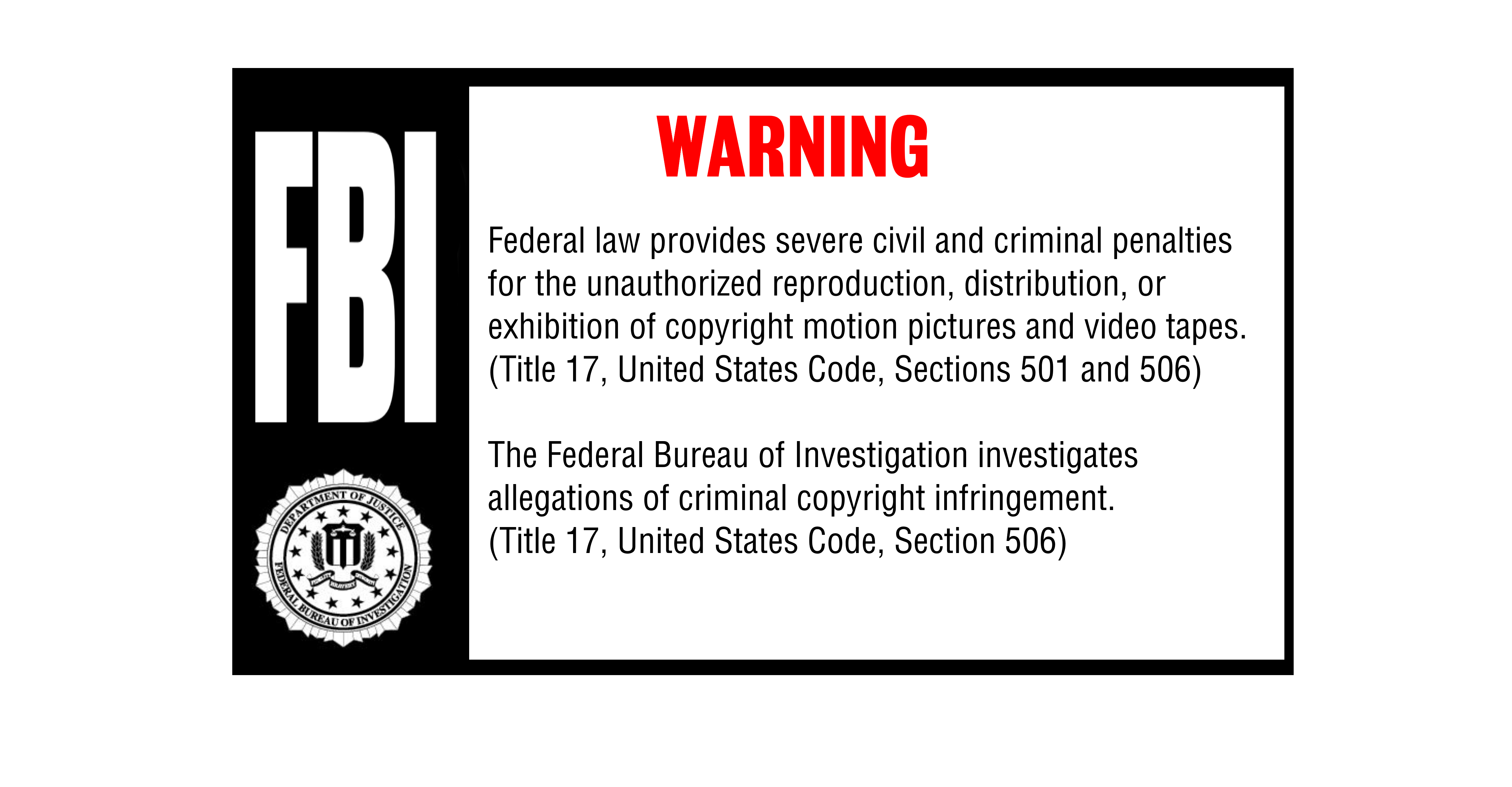 Warner Home Video FBI Warning Screen from 1981 by MJEGameandComicFan89
