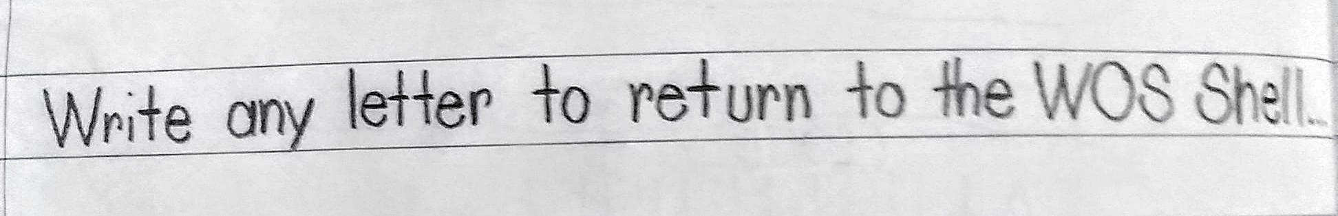 Write any letter to return to WOS Shell by MJEGameandComicFan89 on ...