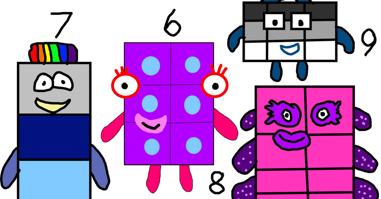 Numberblocks 6, 7, 8 and 9 by MJEGameandComicFan89 on DeviantArt