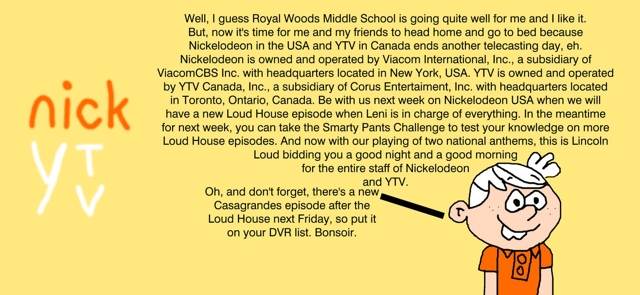 Nick Sign Off Deviantart Lincoln Middle School Loud Signing Off YTV / Nick by ...