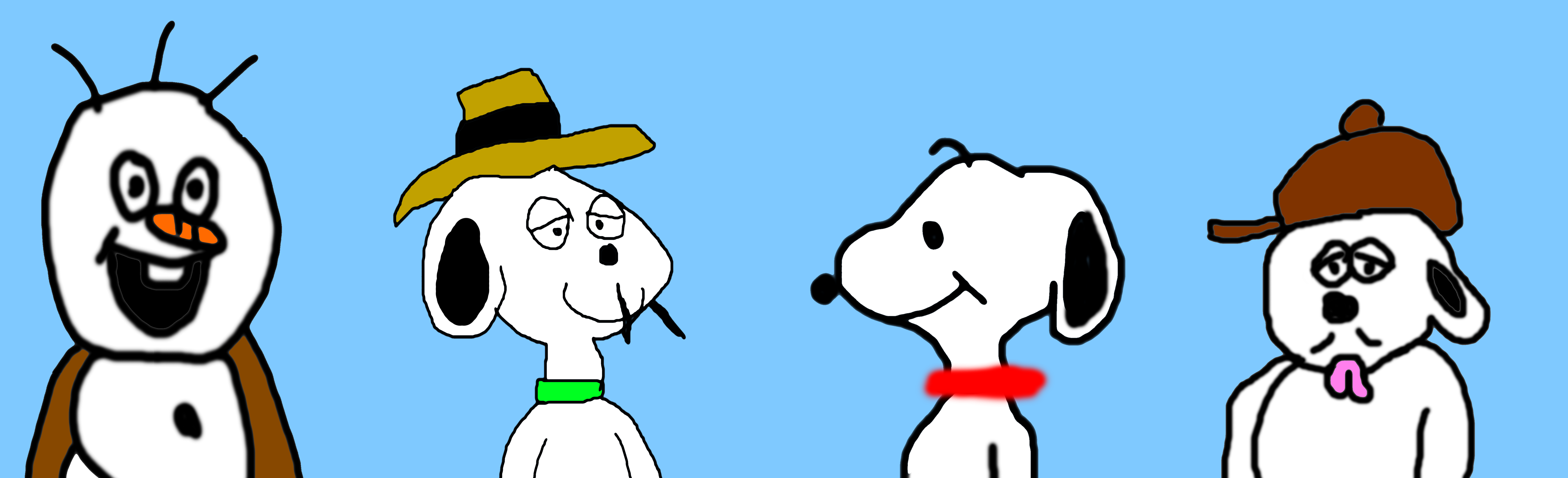 Olaf, Spike, Snoopy and Olaf All Together by MJEGameandComicFan89 on