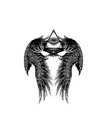 3 Eyed Runic style crow tattoo design