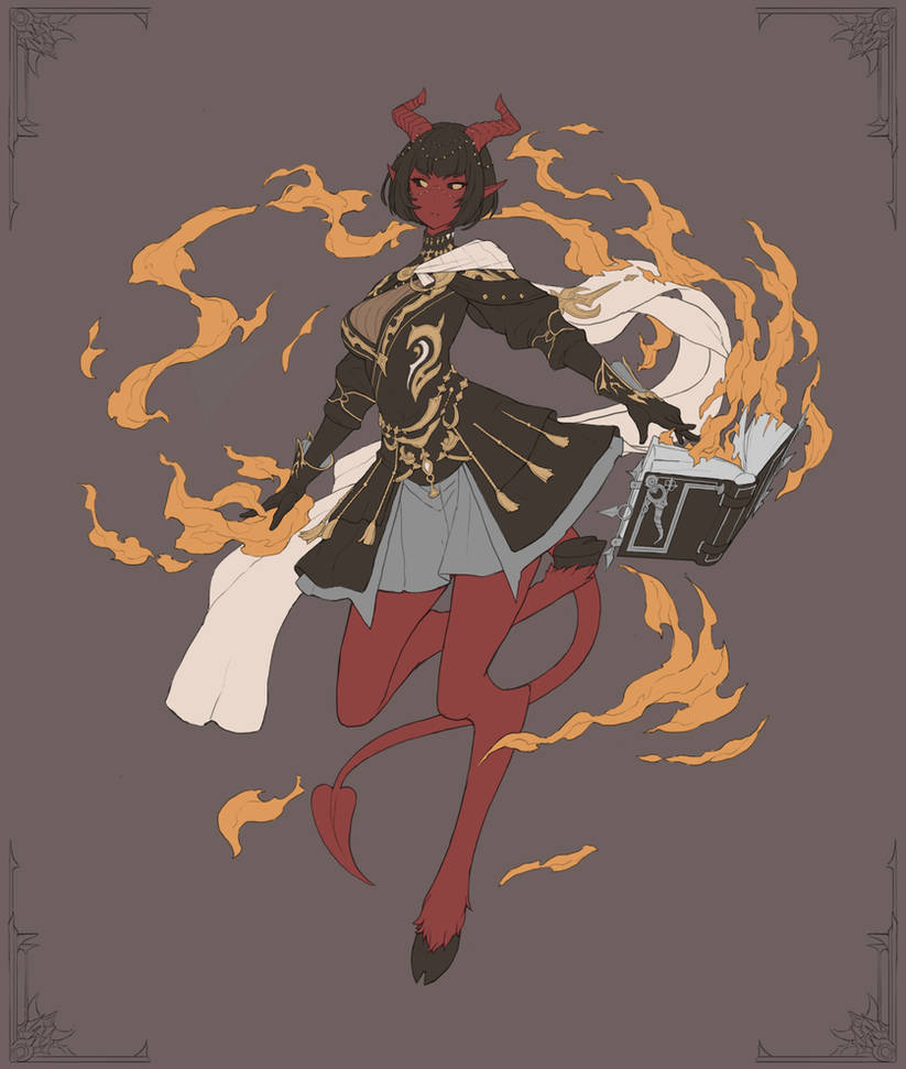 Tiefling Pyromancer Lineart by nrcgray on DeviantArt