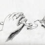 pencil study-ribbon and hands