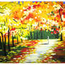 Autumn landscape in the style of Afremov