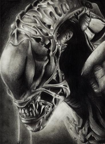 Alien with pencil