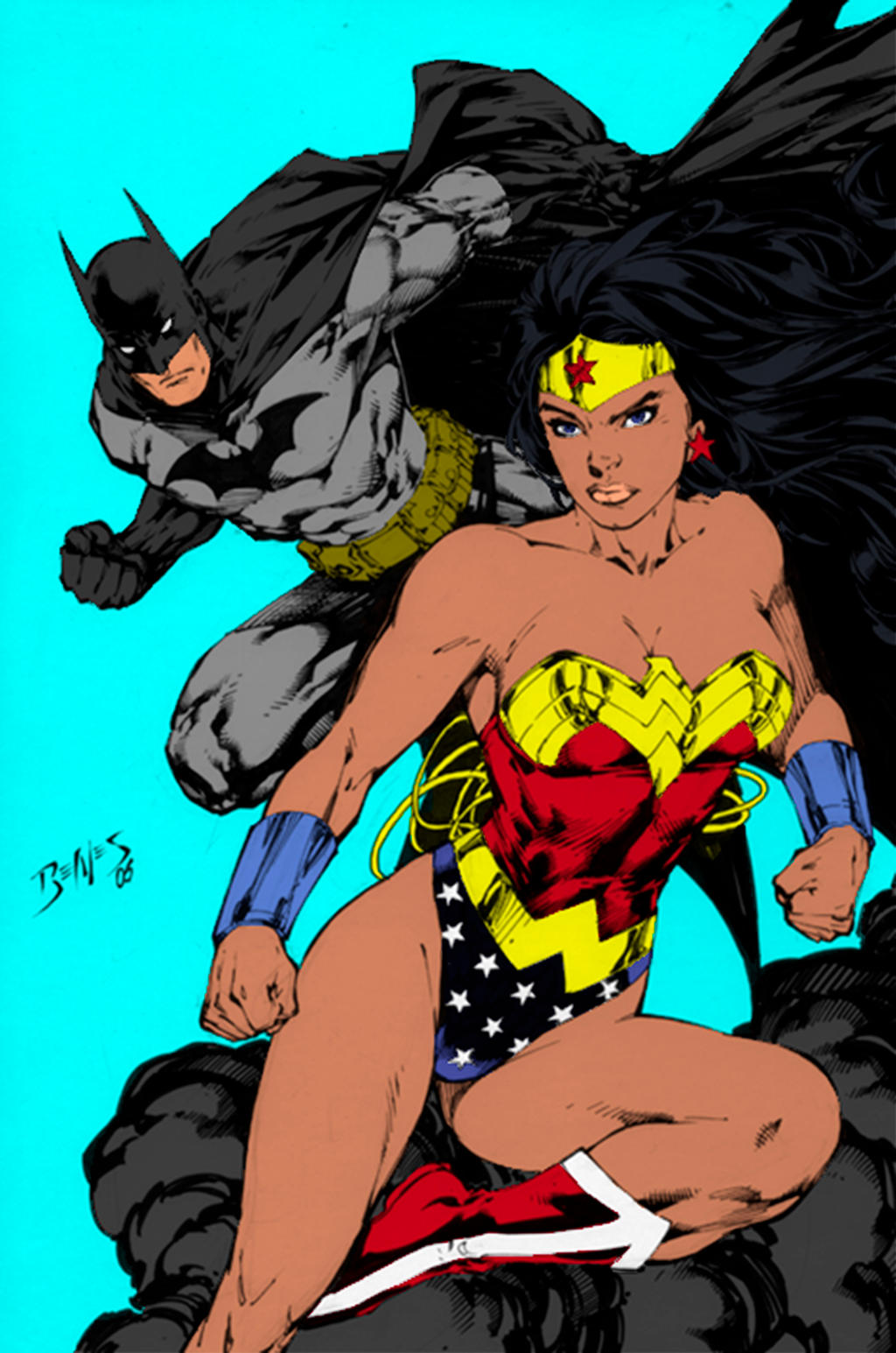 FLATS 1 0F 5 BATMAN AND WONDER WOMAN BY Benes