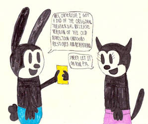 Oswald with DVD of Noveltoon Cartoons by InfernoBlastFire