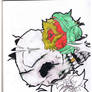 skull with some flowers