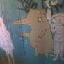 Anteaters on a wall