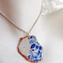 Broken Blue Flowers Ceramic Necklace