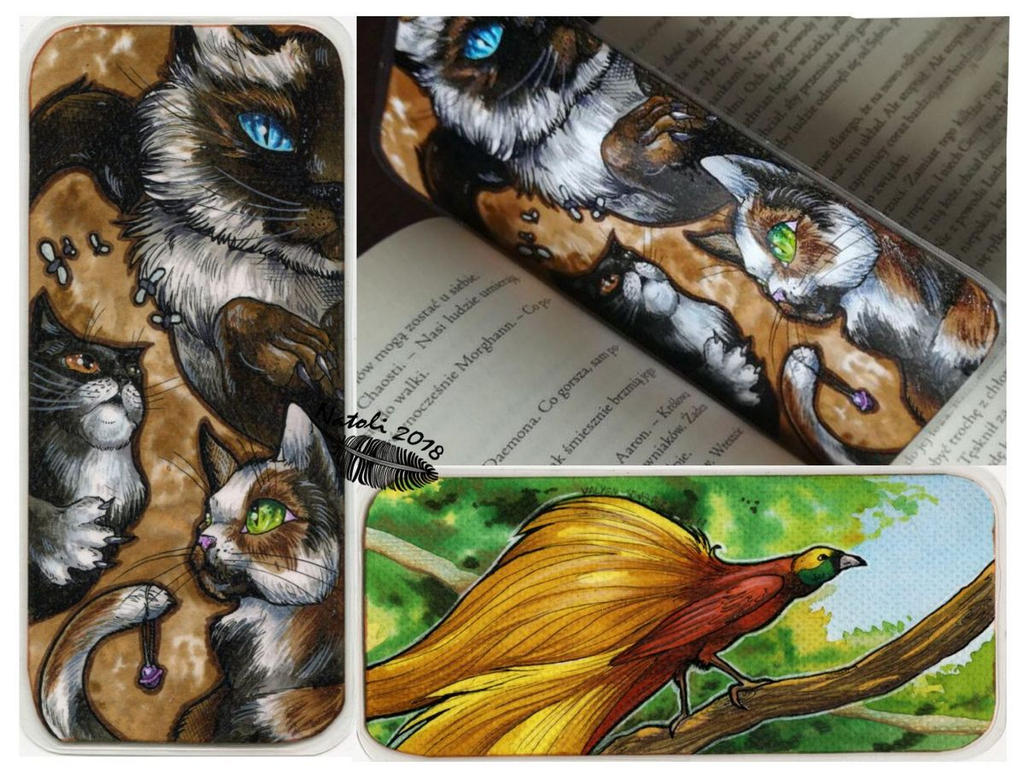 Cats and Birds Bookmark by Natoli