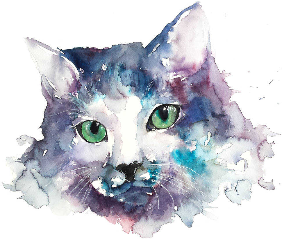 Акварельный арт. Акварельные рисунки. Кошка акварелью. Акварельный кот на белом фоне. Красивые рисунки акварелью.