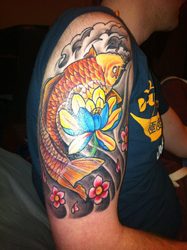 Japanese Koi and flower tattoo by Joe2you on DeviantArt
