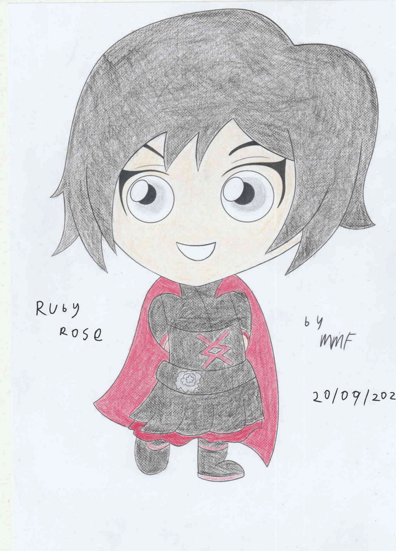 Chibi Ruby Rose, traditionally coloured by MattanzaMFedora on DeviantArt