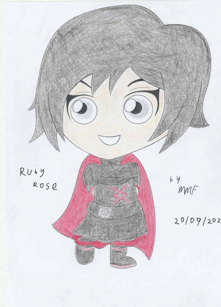 Chibi Ruby Rose, traditionally coloured by MattanzaMFedora on DeviantArt