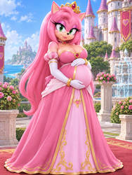Pregnant Princess in Castle Garden