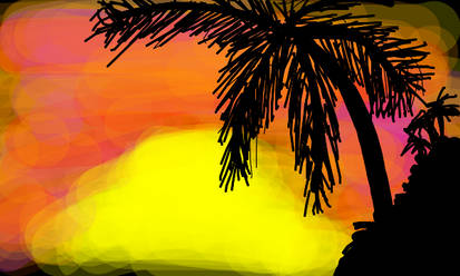 sunset with palm trees