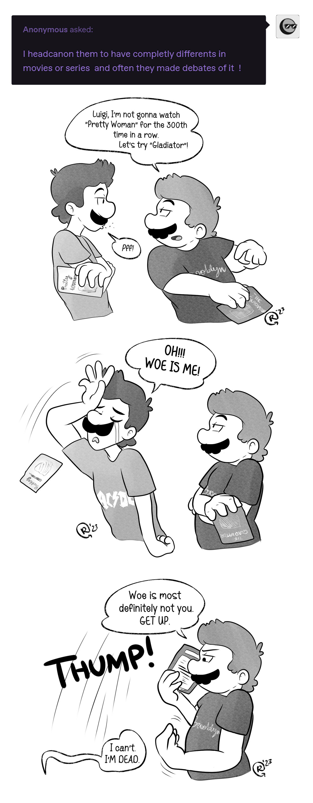 Tumblr Ask: Movie Debate by 1-UpBoys on DeviantArt