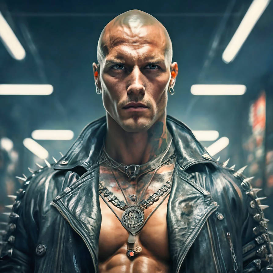 Muscular Punk Rocker guy from a punk rock band Bald athletic build (4) by Beoregardio on ...