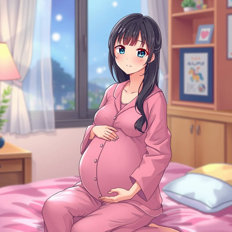 Pregnant girl in pajamas