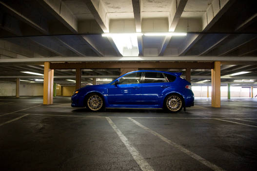 subaru in garage